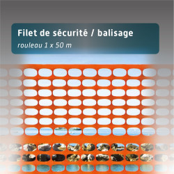 Filet de Balisage Sécurité Orange PVC 1 m x 50 m – Délimitation et Signalisation Chantier